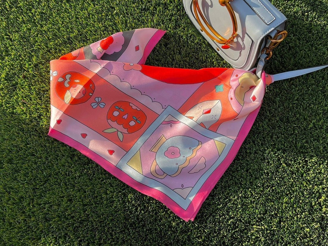 The Alice in Wonderland Mulberry Silk Scarf created by Purple Times
