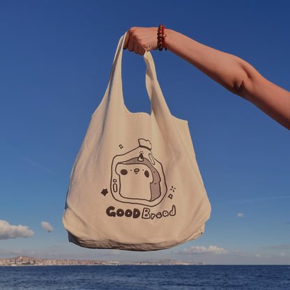 Minimalist Bread Embroidered Canvas Tote Bag - Kawaii Aesthetic Bakery Bag