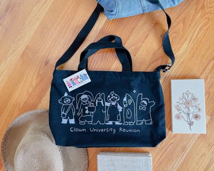 Clown University Messenger Bag - Kawaii Black Canvas Laptop Bag