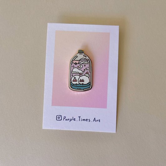 Kawaii Celestial Sheep Bottle Enamel Pin - Cute Dreamy Pink Lapel Pin