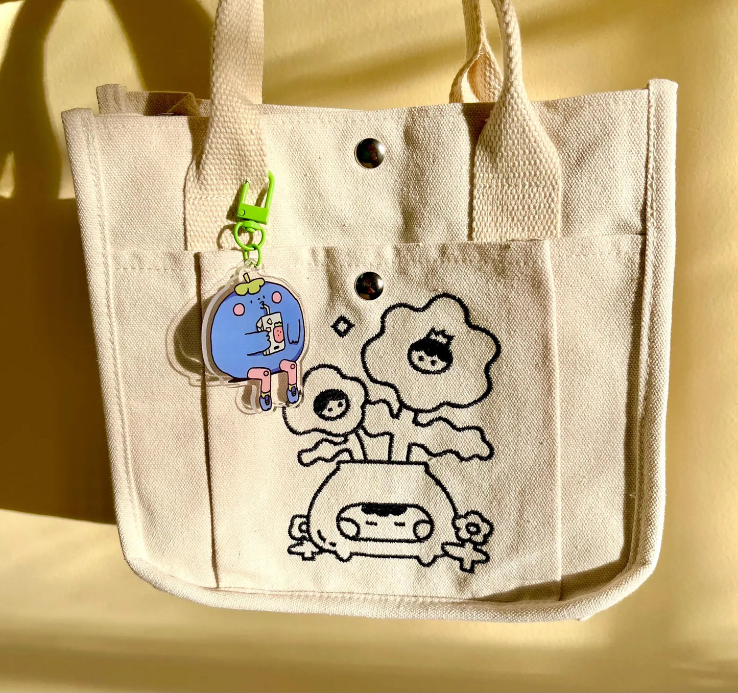 Kawaii Derpy BlueberryMan Acrylic Keychain-Cute Berry Foodie Bag Charm