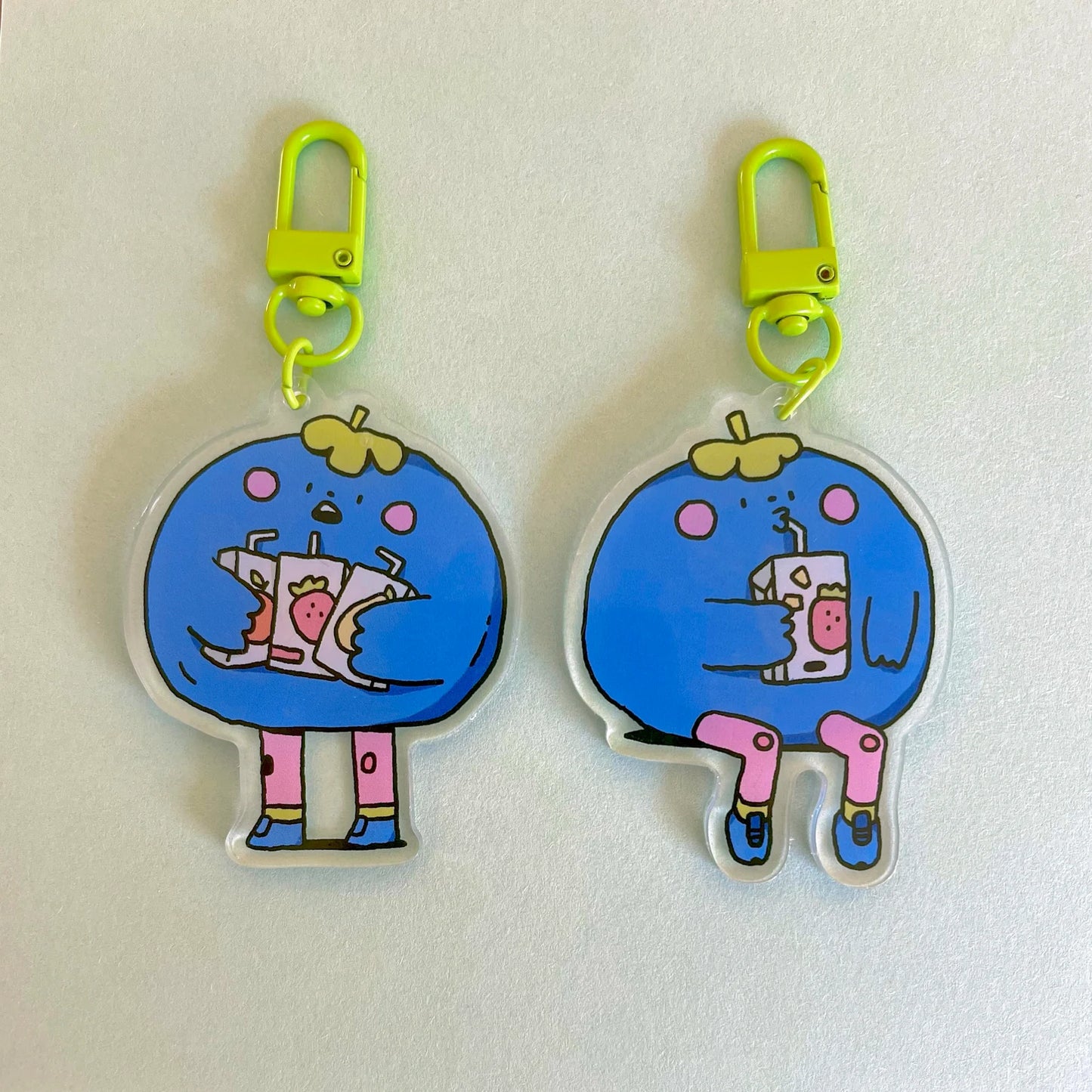 Kawaii Derpy BlueberryMan Acrylic Keychain-Cute Berry Foodie Bag Charm