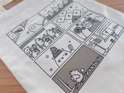 Comic Style Embroidered Canvas Tote Bag - Kawaii Pop Art Aesthetic Bag