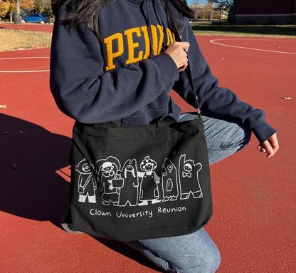 Clown University Messenger Bag - Kawaii Black Canvas Laptop Bag
